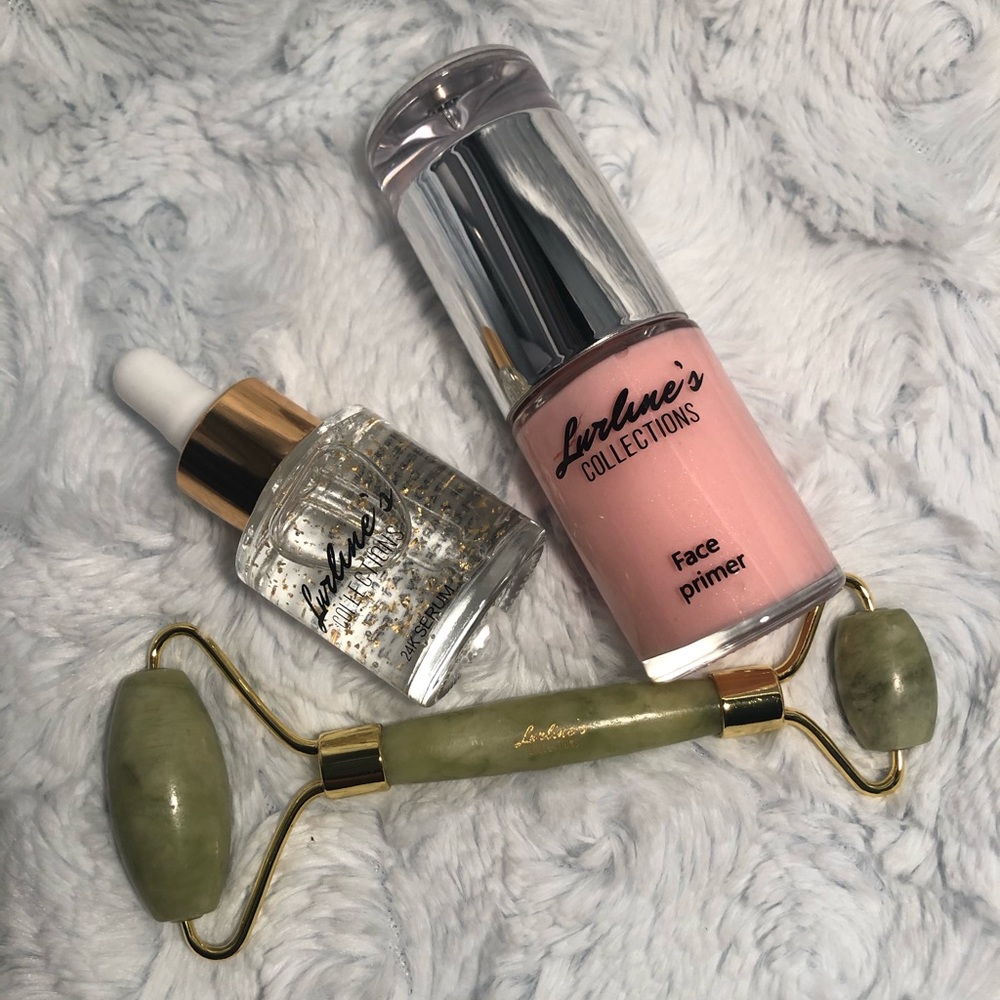Vegan Skincare Bundle(3pc)Serum,Primer,Jade Roller